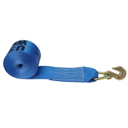 Us Cargo Control 4" x 27' Blue Winch Strap with Grab Hook 427GH-B